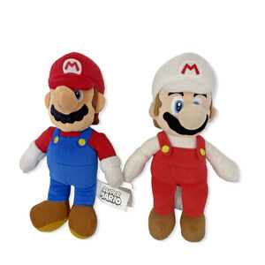 Lot of 2 2017/2021 Super Mario Series 10" Mario Plush Stuffed Toys Nintendo EUC